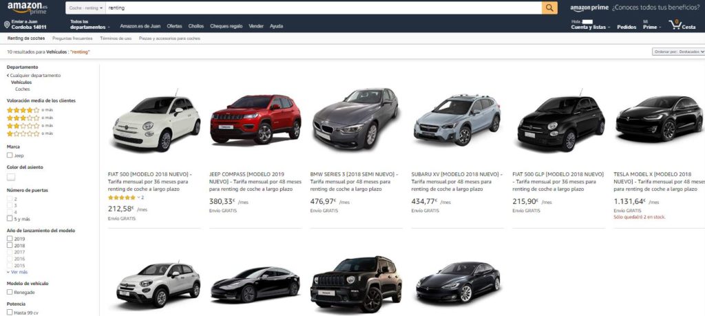 Amazon Rent A Car Alquiler, Renting o Leasing de coches eléctricos • Cargador para tu ...